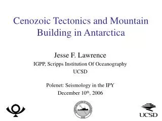 Cenozoic Tectonics and Mountain Building in Antarctica