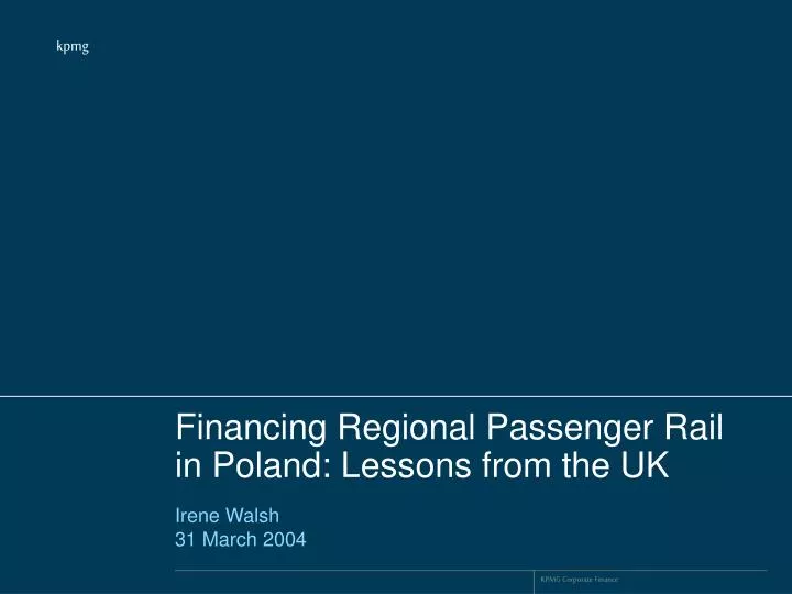 financing regional passenger rail in poland lessons from the uk