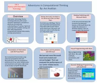 Adventures in Computational Thinking By: Ani Araklian