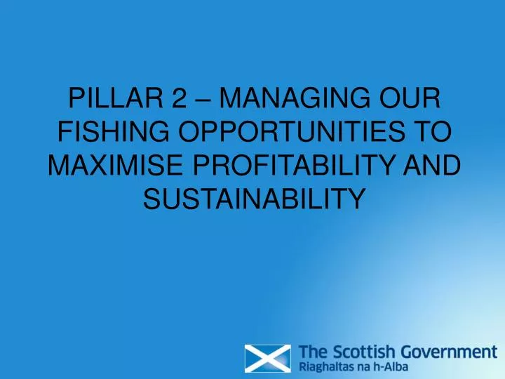 pillar 2 managing our fishing opportunities to maximise profitability and sustainability