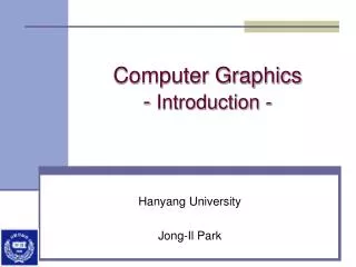 Computer Graphics - Introduction -