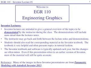 Welcome to EGR 110 Engineering Graphics