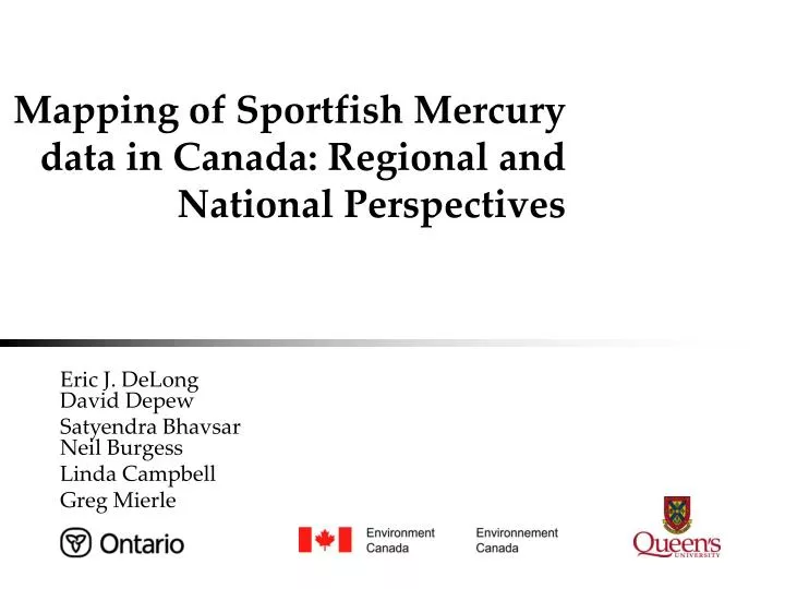 mapping of sportfish mercury data in canada regional and national perspectives