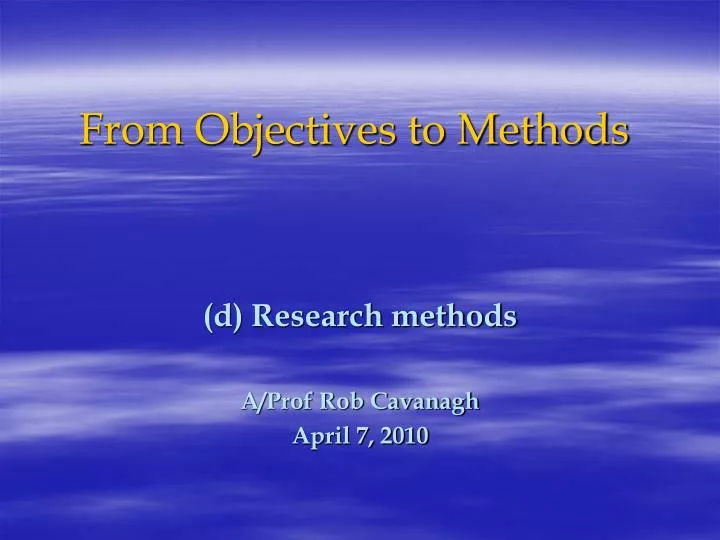 from objectives to methods