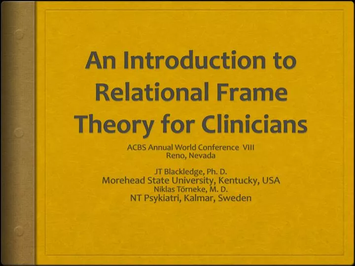 an introduction to relational frame theory for clinicians