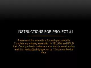 instructions for project #1