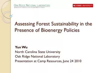 Assessing Forest Sustainability in the Presence of Bioenergy Policies