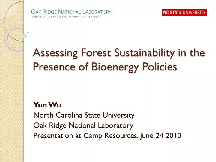 assessing forest sustainability in the presence of bioenergy policies