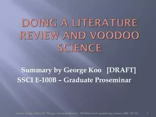 Doing a Literature Review and Voodoo Science