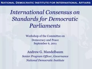 International Consensus on Standards for Democratic Parliaments