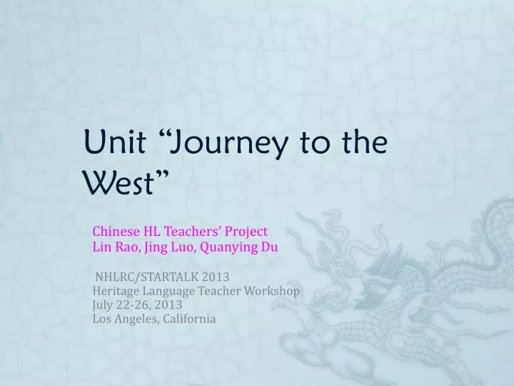 unit journey to the west