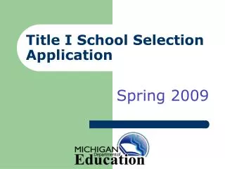 Title I School Selection Application