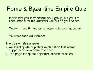 Rome &amp; Byzantine Empire Quiz