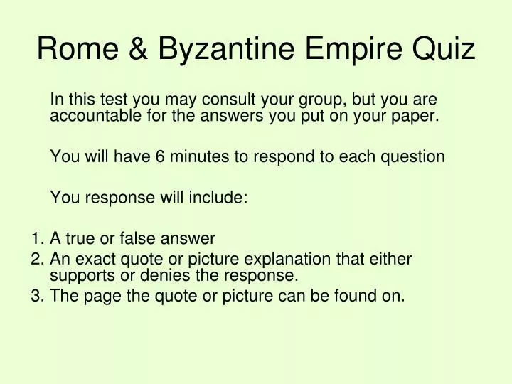 rome byzantine empire quiz