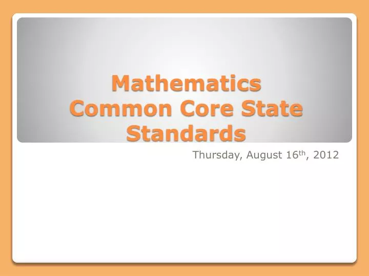 mathematics common core state standards