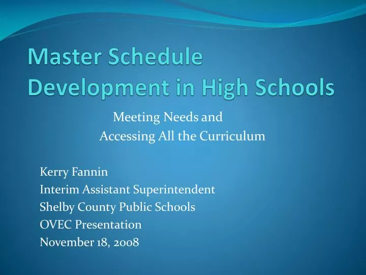 master schedule development in high schools