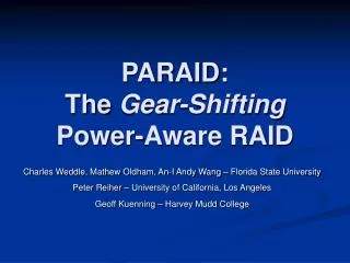 PARAID: The Gear-Shifting Power-Aware RAID