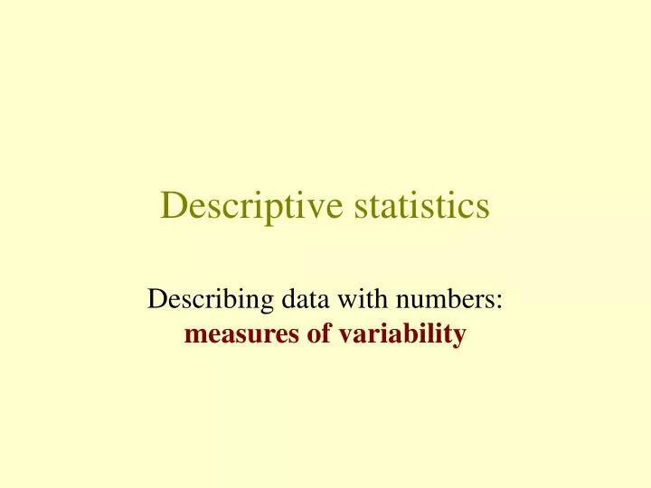 descriptive statistics