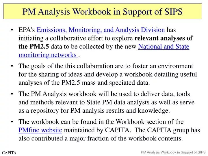 pm analysis workbook in support of sips