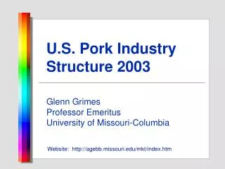 U.S. Pork Industry Structure 2003