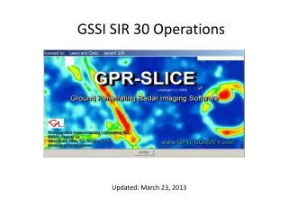 GSSI SIR 30 Operations