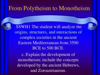 From Polytheism to Monotheism