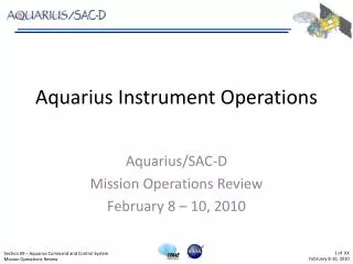 Aquarius Instrument Operations