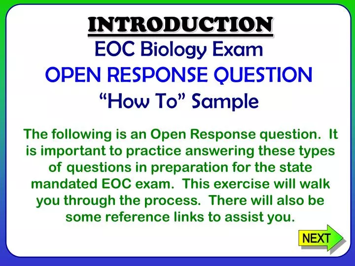 eoc biology exam open response question how to sample