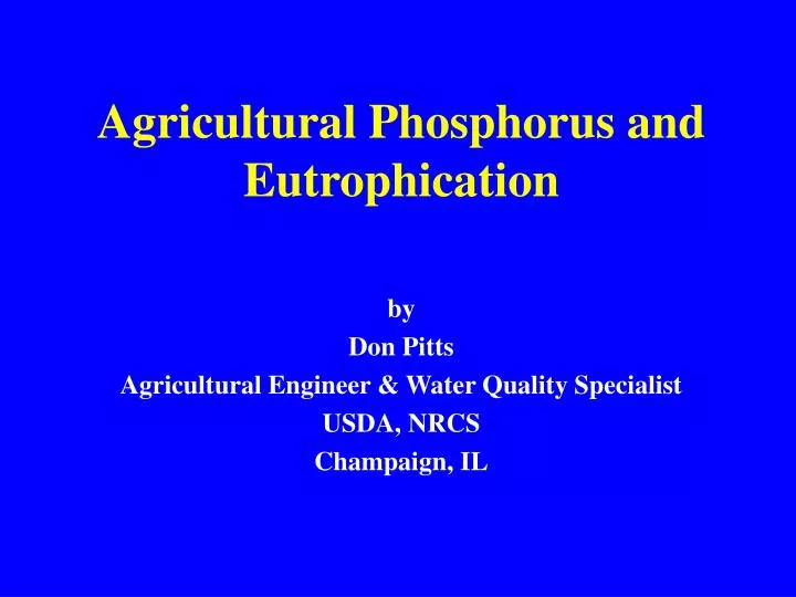 agricultural phosphorus and eutrophication