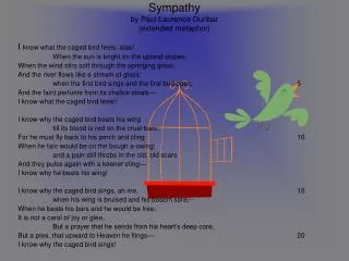 Sympathy by Paul Laurence Dunbar (extended metaphor)