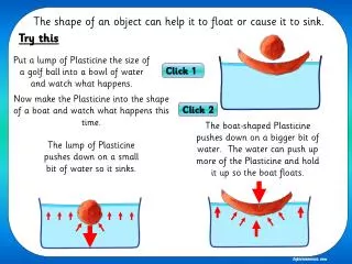 The shape of an object can help it to float or cause it to sink.