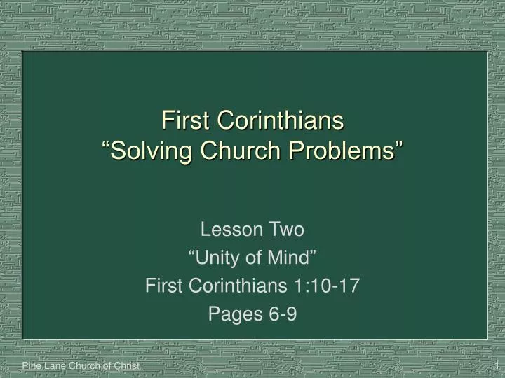 first corinthians solving church problems