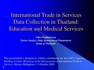 International Trade in Services Data Collection in Thailand: Education and Medical Services