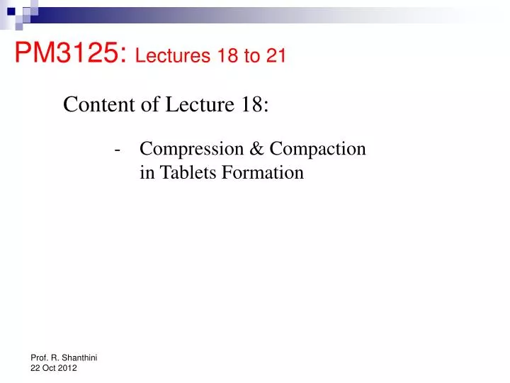 pm3125 lectures 18 to 21