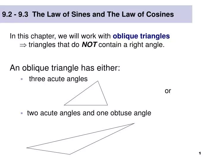 9 2 9 3 the law of sines and the law of cosines