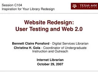 Website Redesign: User Testing and Web 2.0