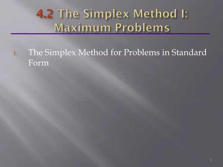 4 2 the simplex method i maximum problems