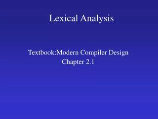 Lexical Analysis