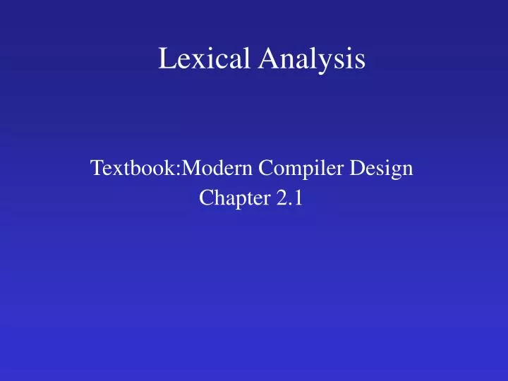 lexical analysis