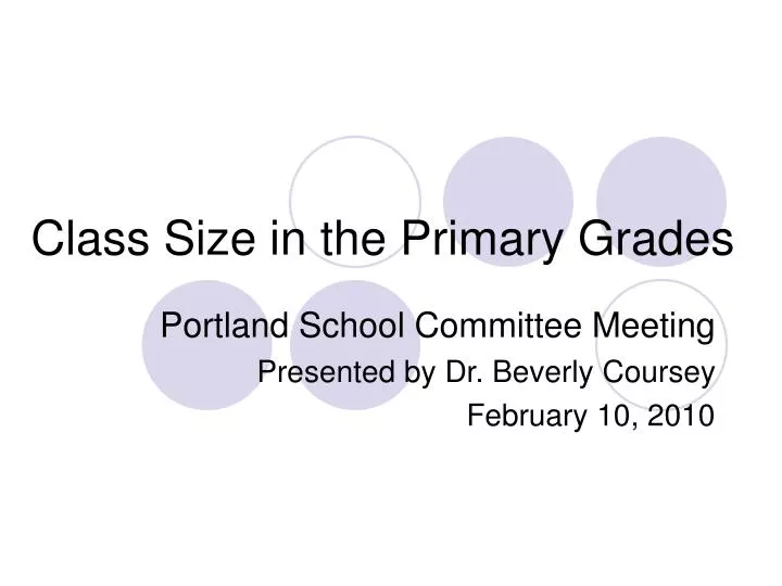 class size in the primary grades