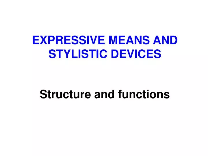 expressive means and stylistic devices