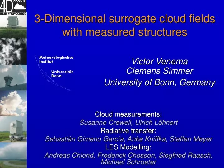 3 dimensional surrogate cloud fields with measured structures