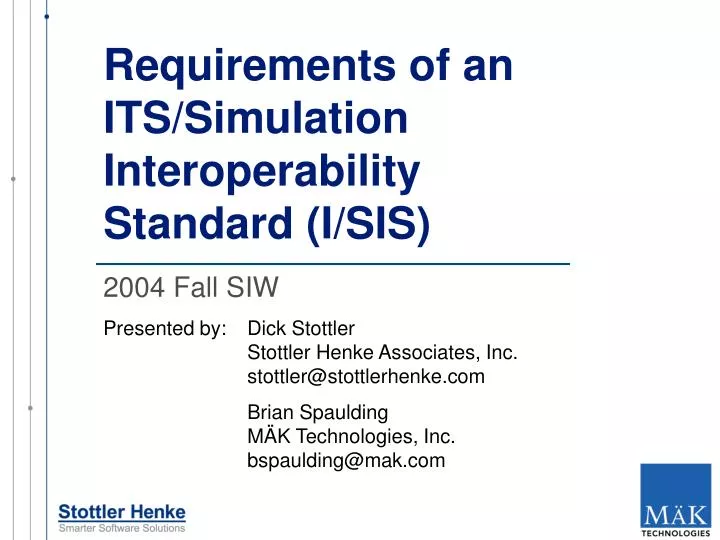 requirements of an its simulation interoperability standard i sis