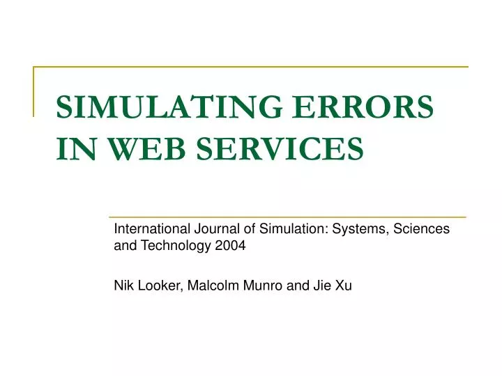 simulating errors in web services