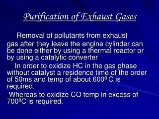 Purification of Exhaust Gases
