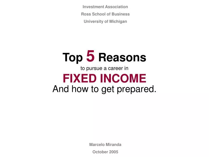 top 5 reasons to pursue a career in fixed income