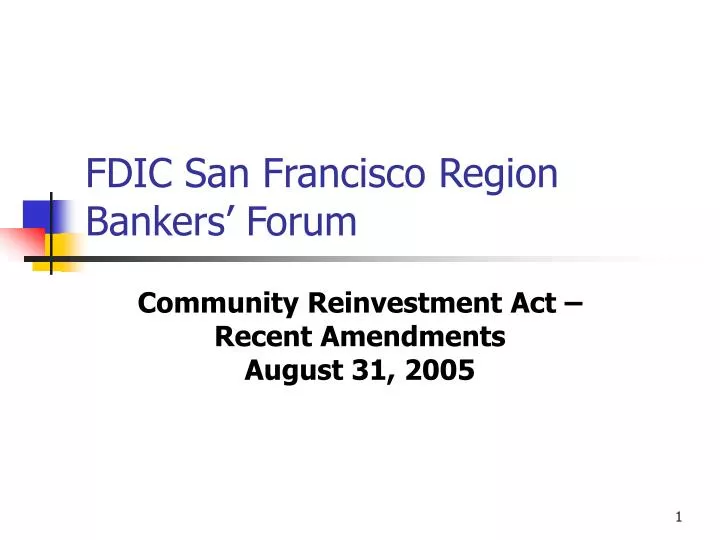 fdic san francisco region bankers forum