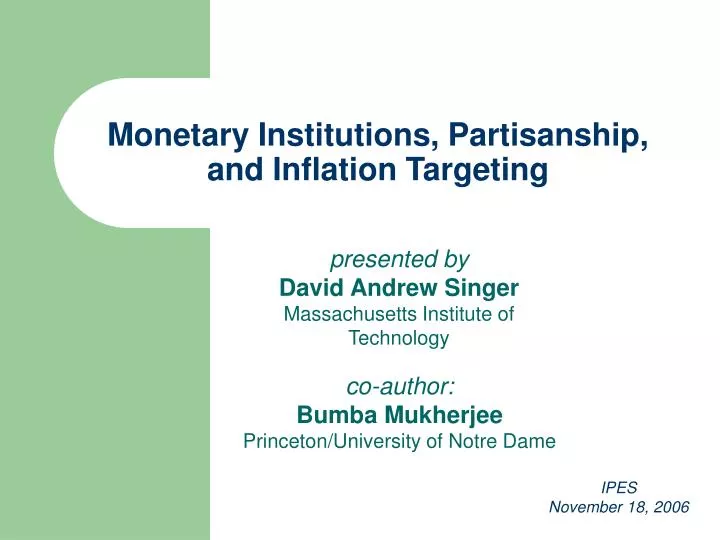 monetary institutions partisanship and inflation targeting