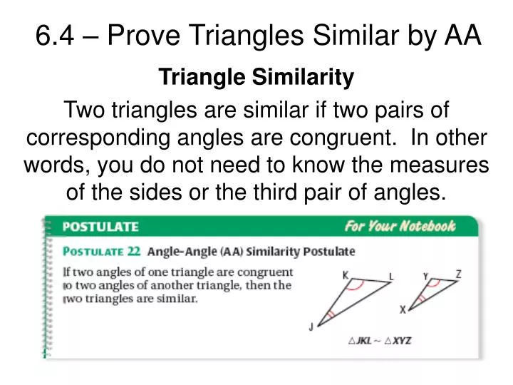 6 4 prove triangles similar by aa