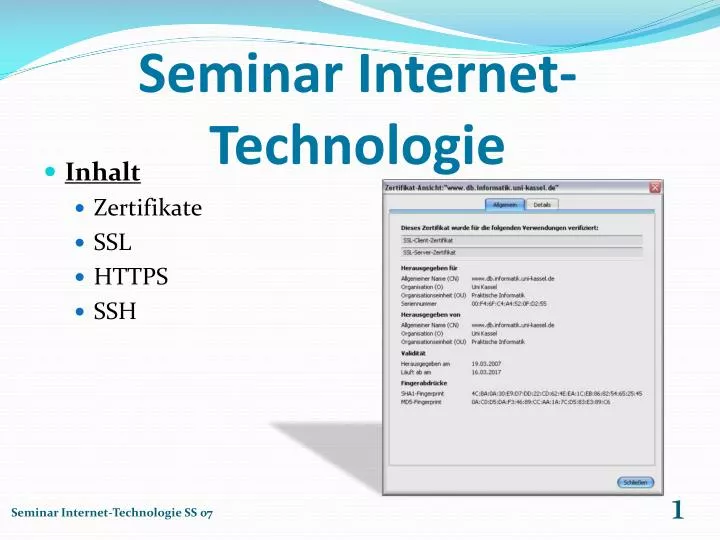 seminar internet technologie